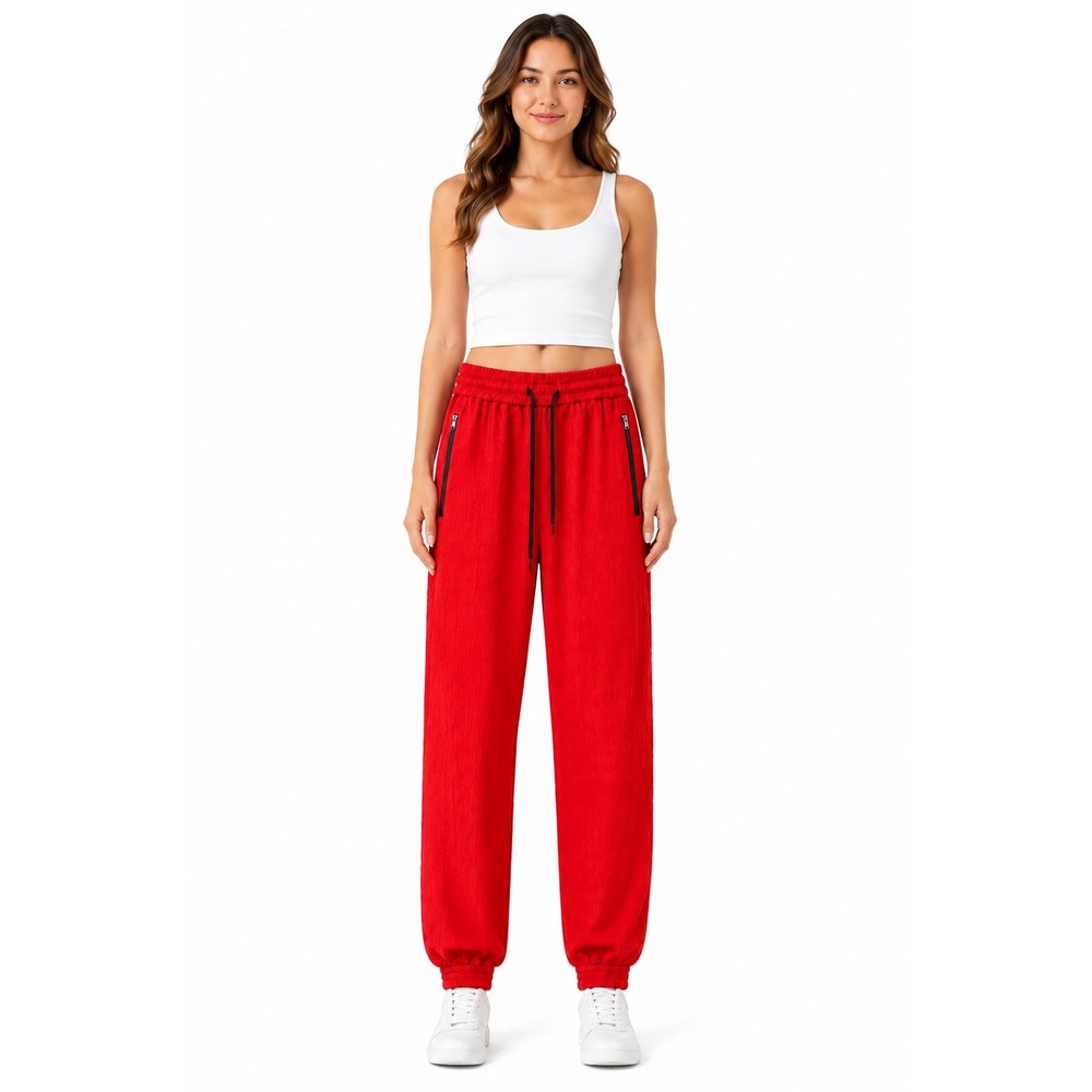 MSGM Jogger Pants‎ Red New Textured Jacquard Size 6